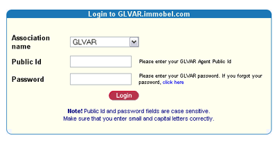 login screen